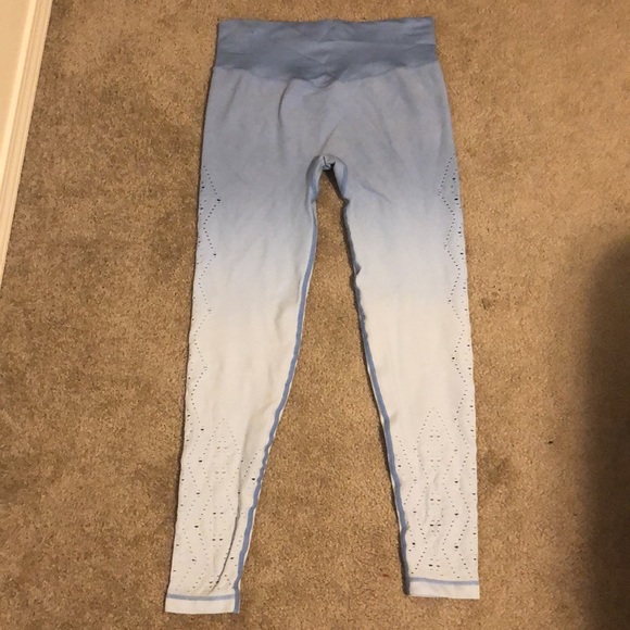 High waisted PINK blue and white balayage leggings - Picture 2 of 4